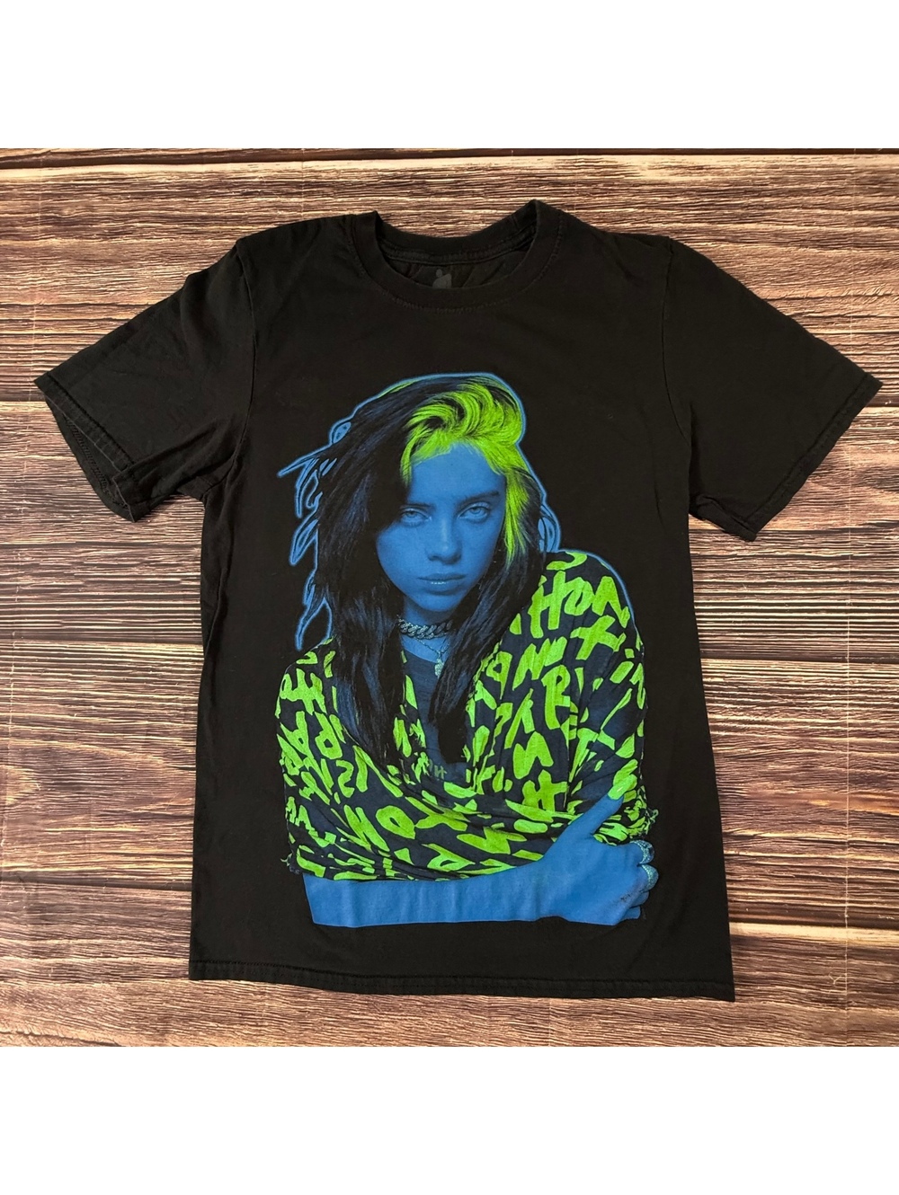 Billie Eilish Shirt Sz M Official 2021 Lash Music Blue Portrait Graphic Tee